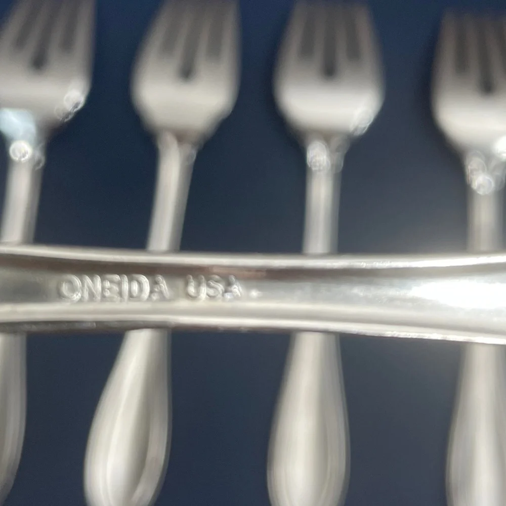 Oneida Arbor American Harmony 6 Salad Dessert Forks Stainless Flatware USA